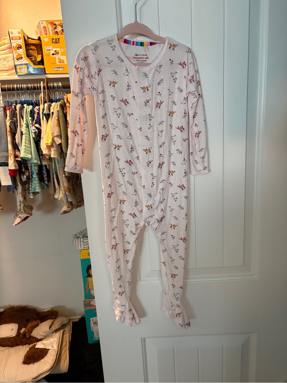 Magnetic Me Light Pink Fox Print Footed One-Piece